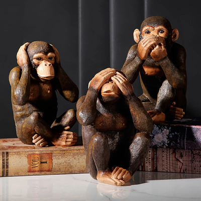 Apenbeeld set met 3 figuren - Speelse Decoratie met Karakter - Monzari