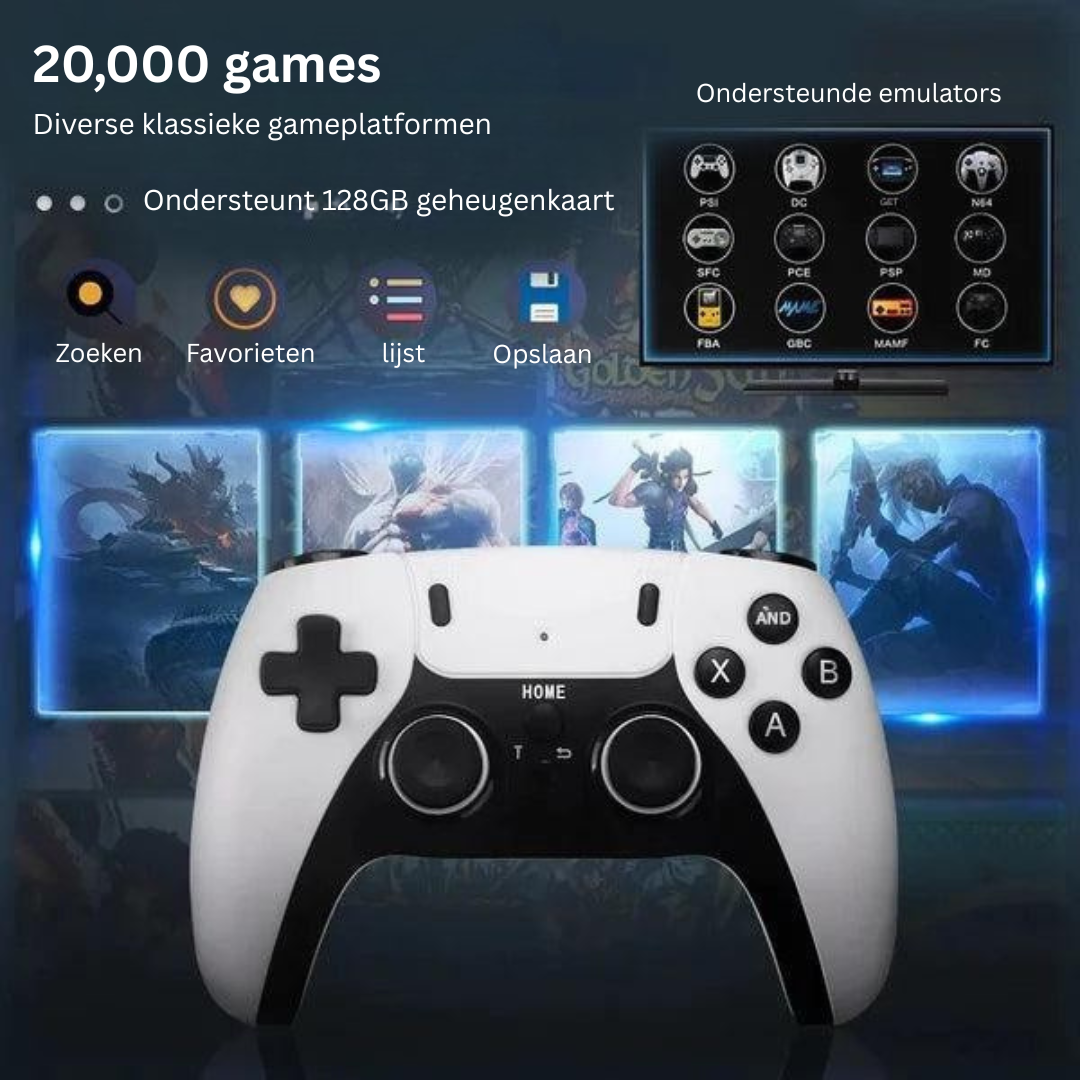 Retro Gameconsole - Draadloze Console met 20.000 Games - Nexarc