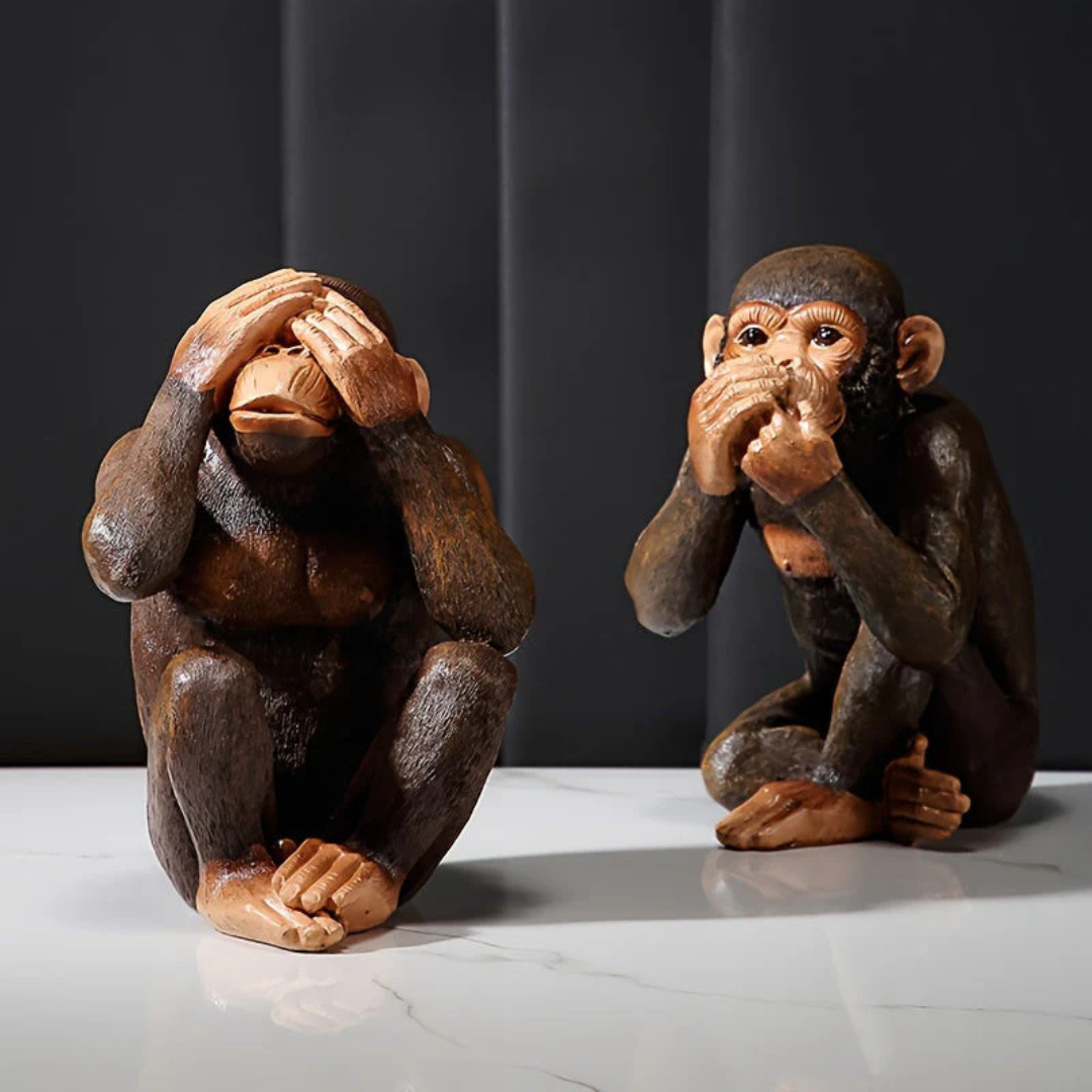 Apenbeeld set met 3 figuren - Speelse Decoratie met Karakter - Monzari