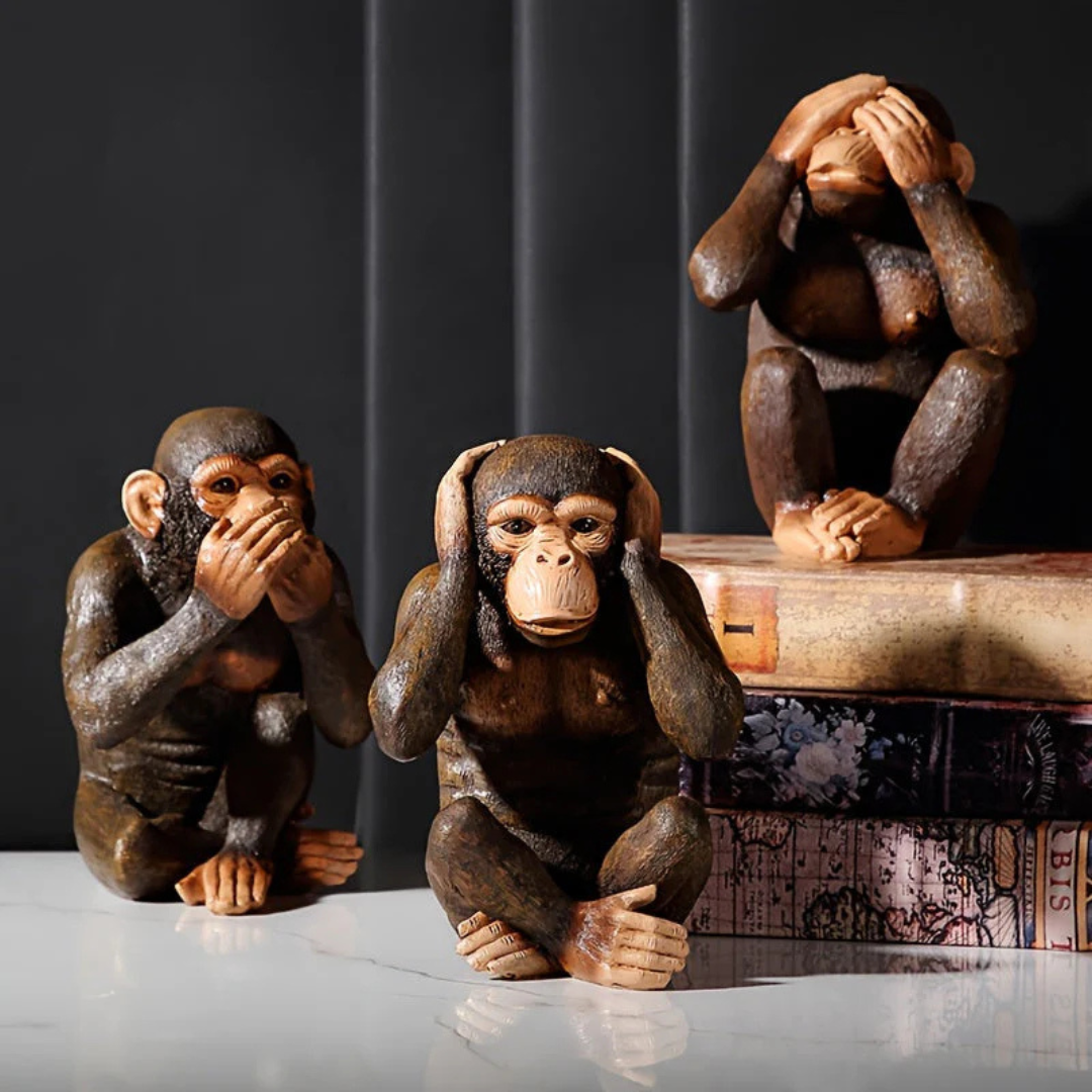Apenbeeld set met 3 figuren - Speelse Decoratie met Karakter - Monzari