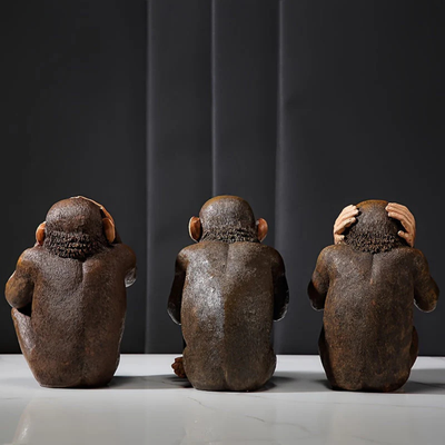 Apenbeeld set met 3 figuren - Speelse Decoratie met Karakter - Monzari
