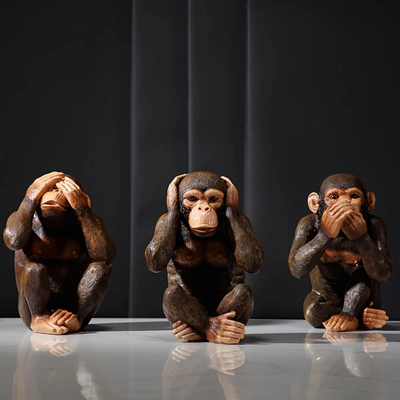 Apenbeeld set met 3 figuren - Speelse Decoratie met Karakter - Monzari