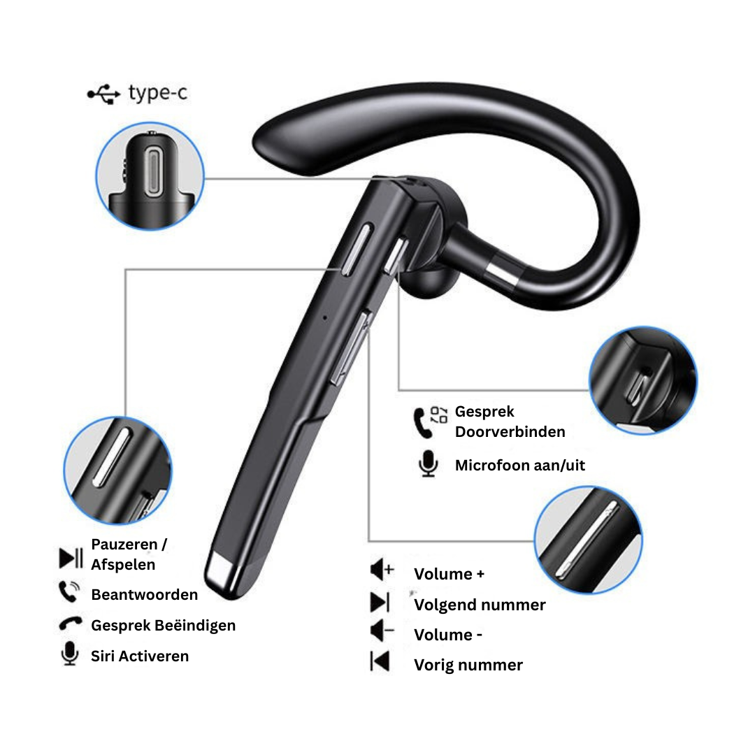 Bluetooth Headset - Draadloze Headset met Dual Mic - Nexarion