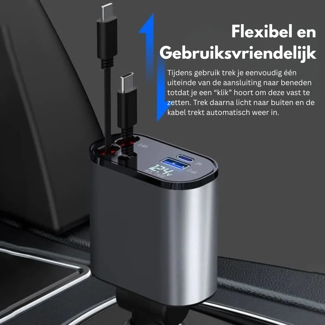 Auto Snellader - Uitschuifbare Fast Charger - NexDrive