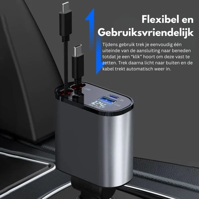 Auto Snellader - Uitschuifbare Fast Charger - NexDrive