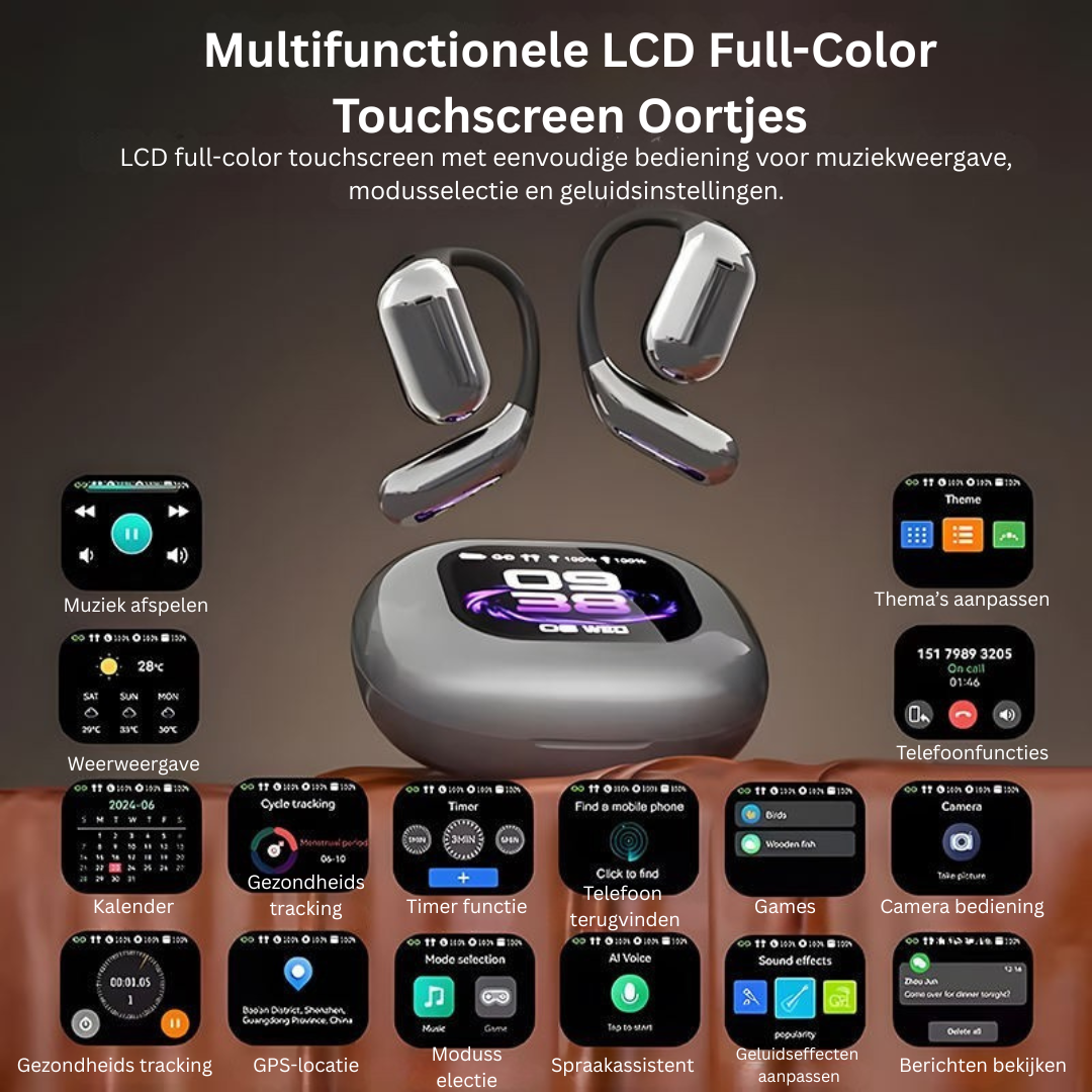 Bluetooth Oortjes - Real-Time Vertaling met LCD Touchscreen - Voxalink