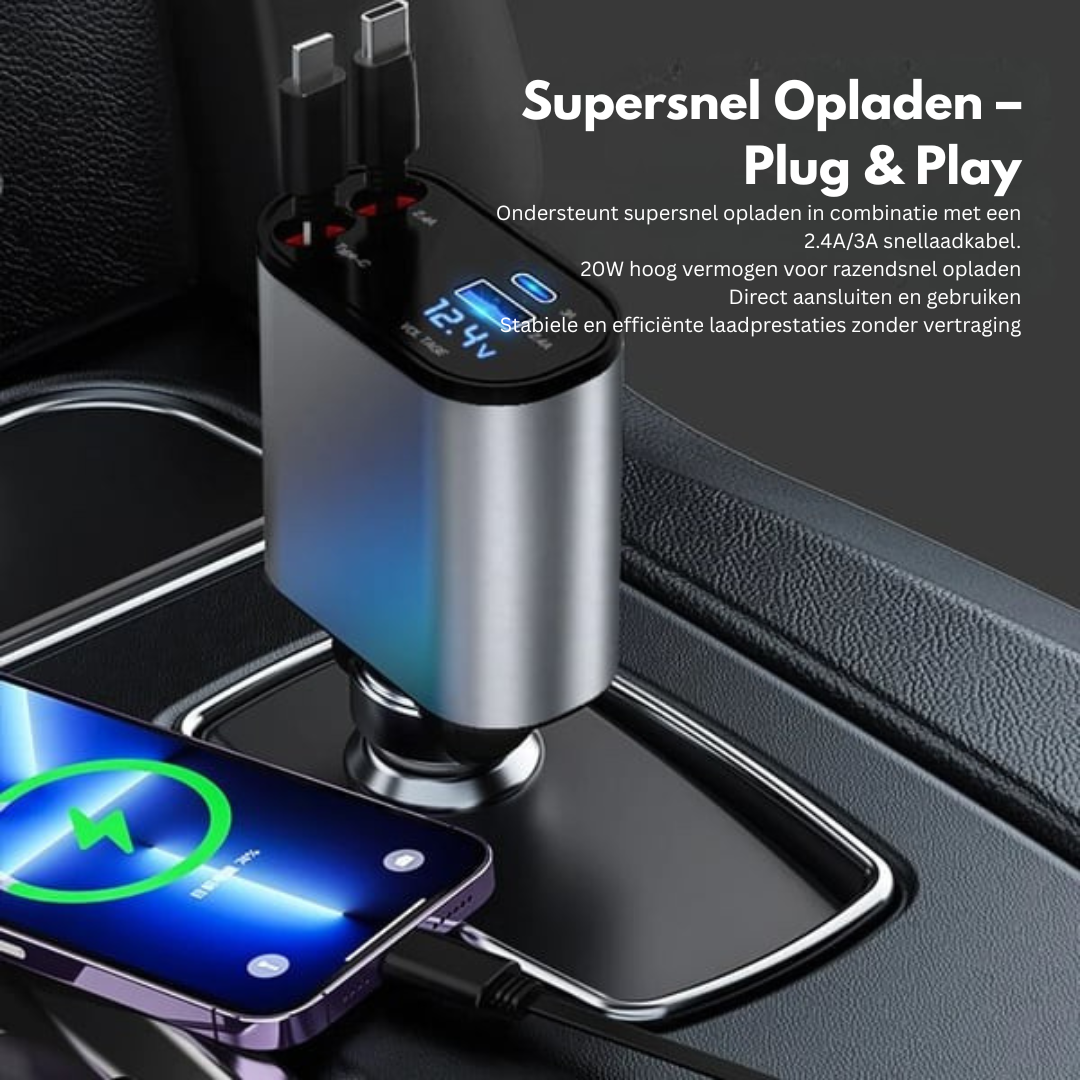 Auto Snellader - Uitschuifbare Fast Charger - NexDrive