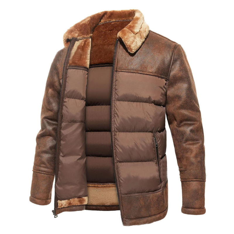 Leren Dons Gevoerde Jas - Winter Regular Fit - Nordvale
