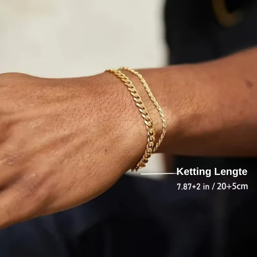 Armbanden Set - Cuban Link en Rope Chain Set - GoldVibe