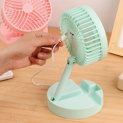Mini opvouwbare telescopische ventilator voor telefoonhouder