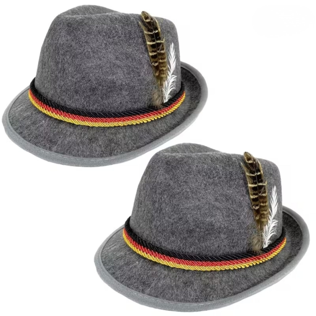 Tiroler Hoedje Voor Oktoberfest met Veer - 1+1 Gratis
