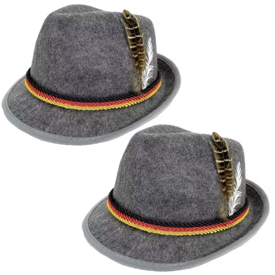 Tiroler Hoedje Voor Oktoberfest met Veer - 1+1 Gratis