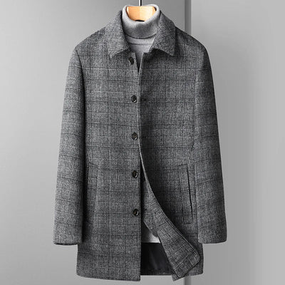 Comfortabele Winter Trenchcoat Grijs - Warme Regular Fit Herenjas - Norvane