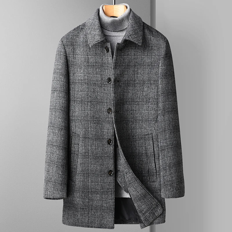 Comfortabele Winter Trenchcoat Grijs - Warme Regular Fit Herenjas - Norvane