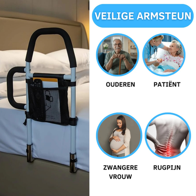 GripBuddy | Barrière de lit solide - Barre d'appui avec accoudoir et pochette de rangement pour entrer et sortir du lit en toute sécurité