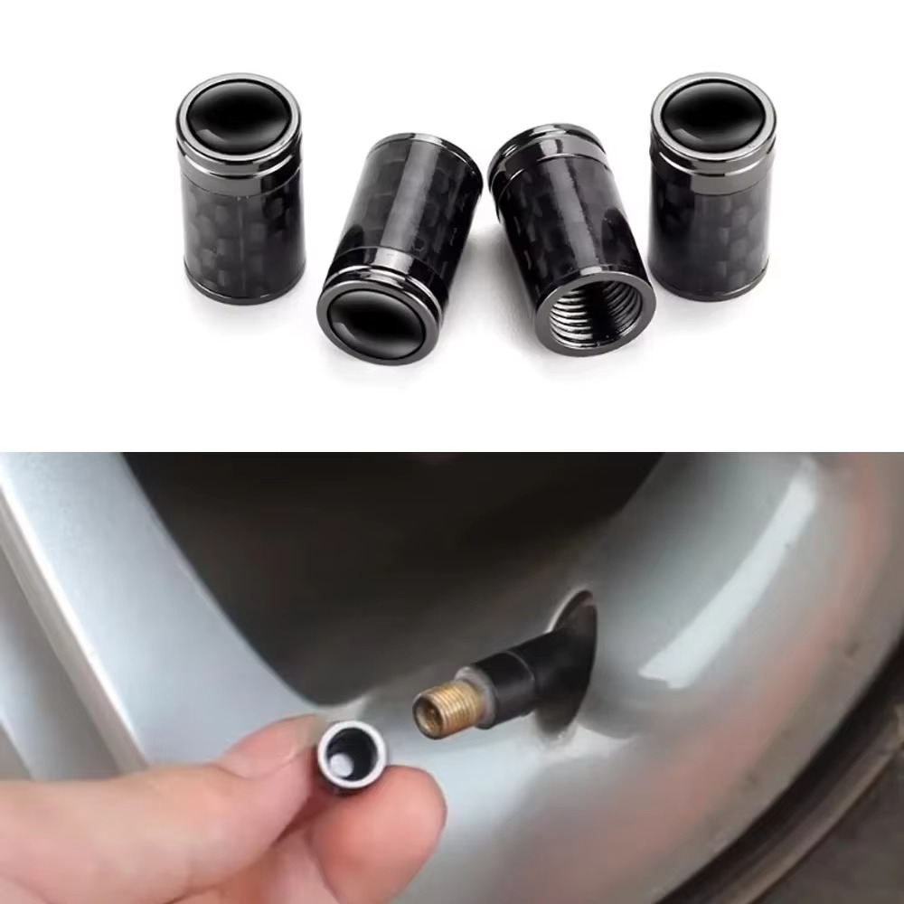 Capuchons de valve de pneu en fibre de carbone – Kit de protection de roue étanche