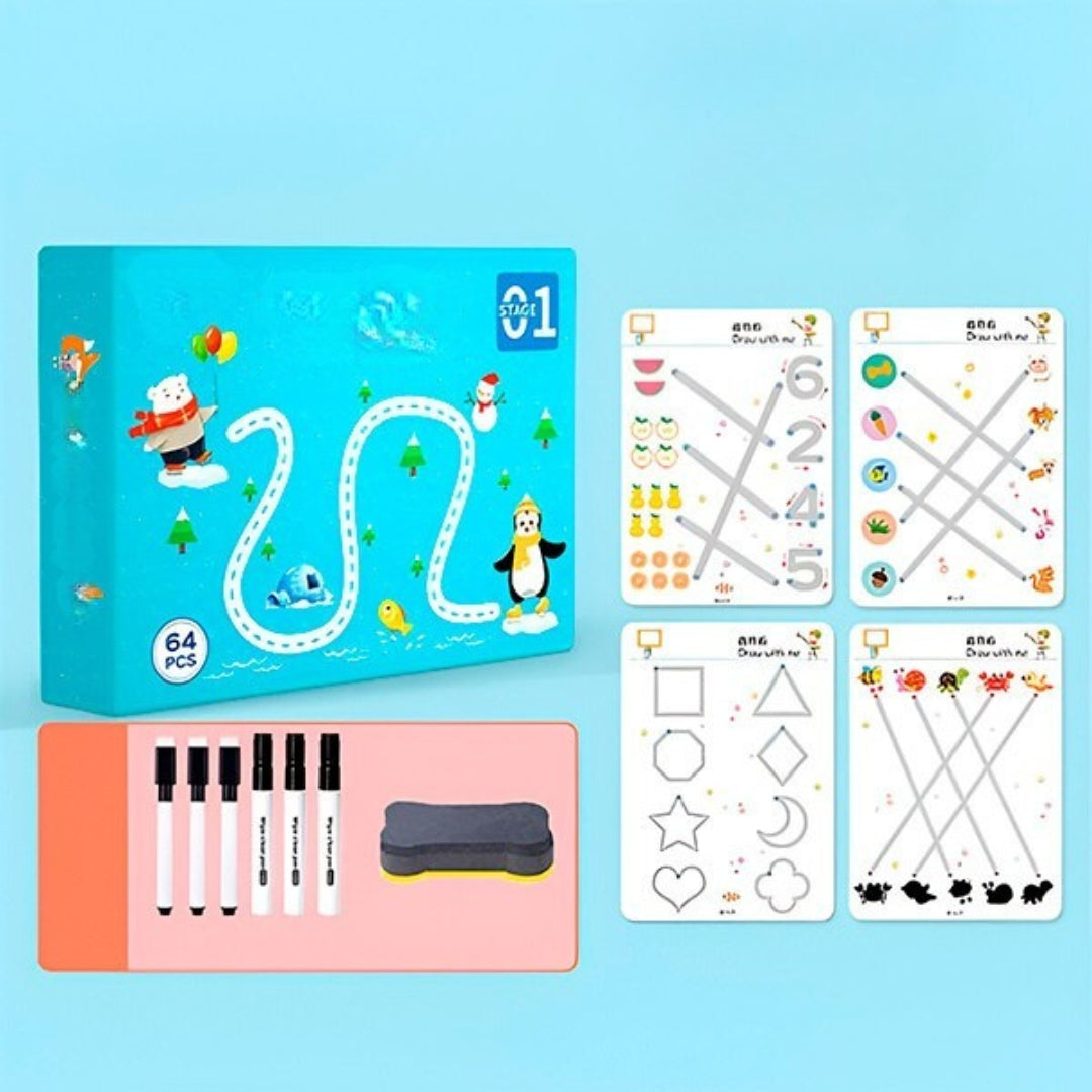 Livre d'apprentissage pour enfants - Exercices réutilisables pour un apprentissage ludique
