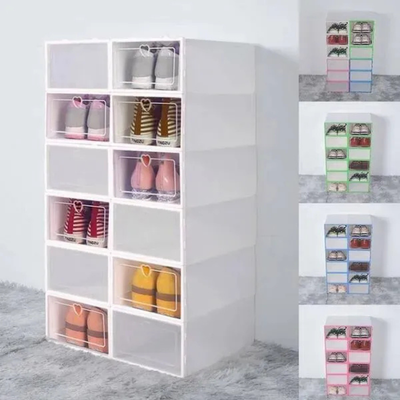 Étagère à chaussures - Organisateur de chaussures empilable - Boîte de rangement - Lot de 12