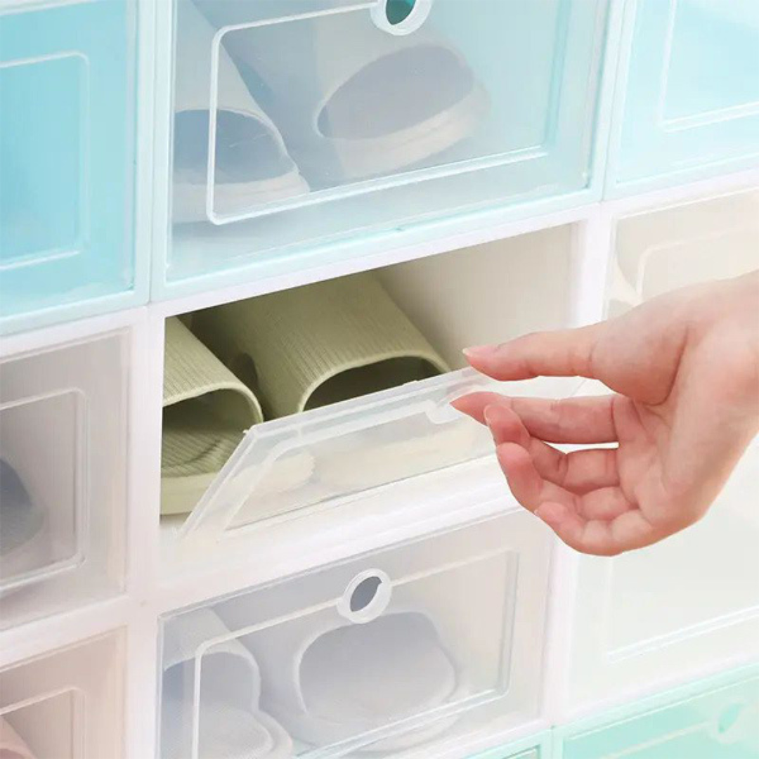Étagère à chaussures - Organisateur de chaussures empilable - Boîte de rangement - Lot de 12