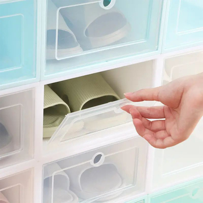 Étagère à chaussures - Organisateur de chaussures empilable - Boîte de rangement - Lot de 12