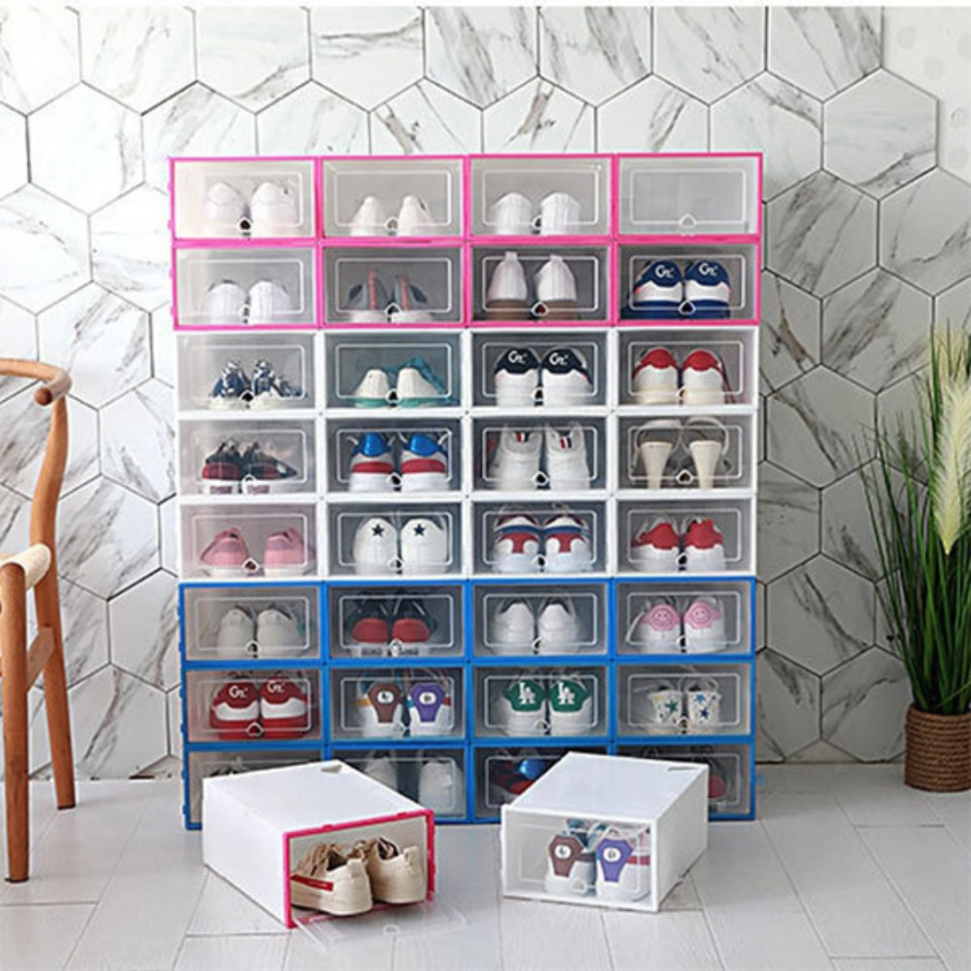 Étagère à chaussures - Organisateur de chaussures empilable - Boîte de rangement - Lot de 12