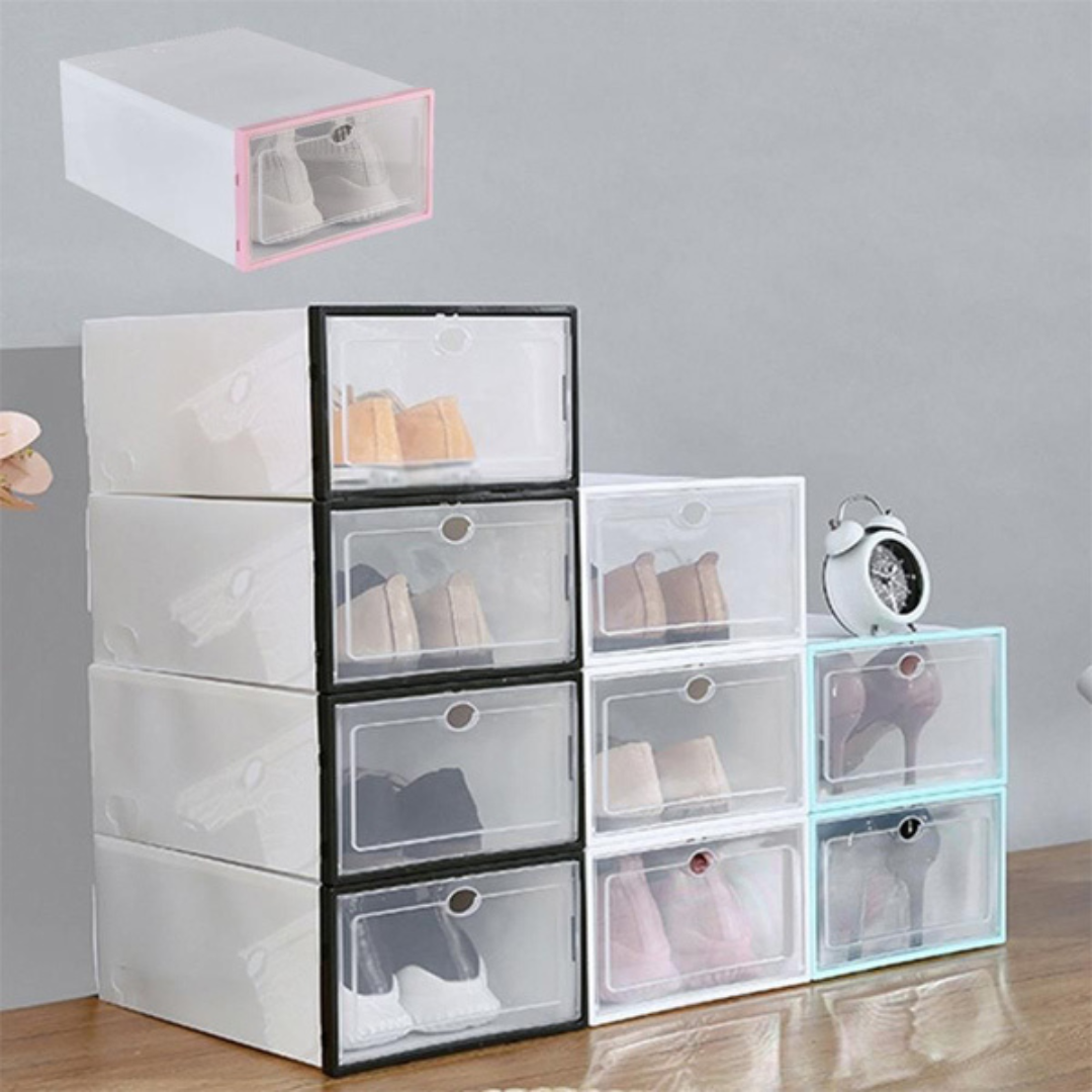 Étagère à chaussures - Organisateur de chaussures empilable - Boîte de rangement - Lot de 12