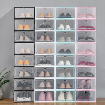 Étagère à chaussures - Organisateur de chaussures empilable - Boîte de rangement - Lot de 12