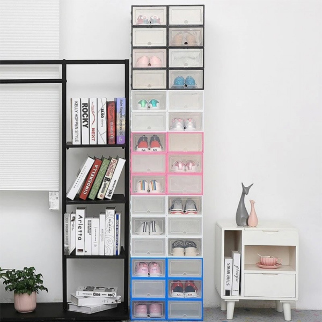 Étagère à chaussures - Organisateur de chaussures empilable - Boîte de rangement - Lot de 12