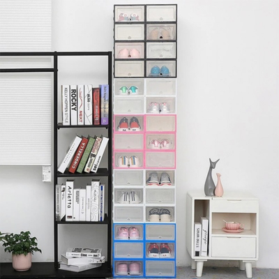 Étagère à chaussures - Organisateur de chaussures empilable - Boîte de rangement - Lot de 12