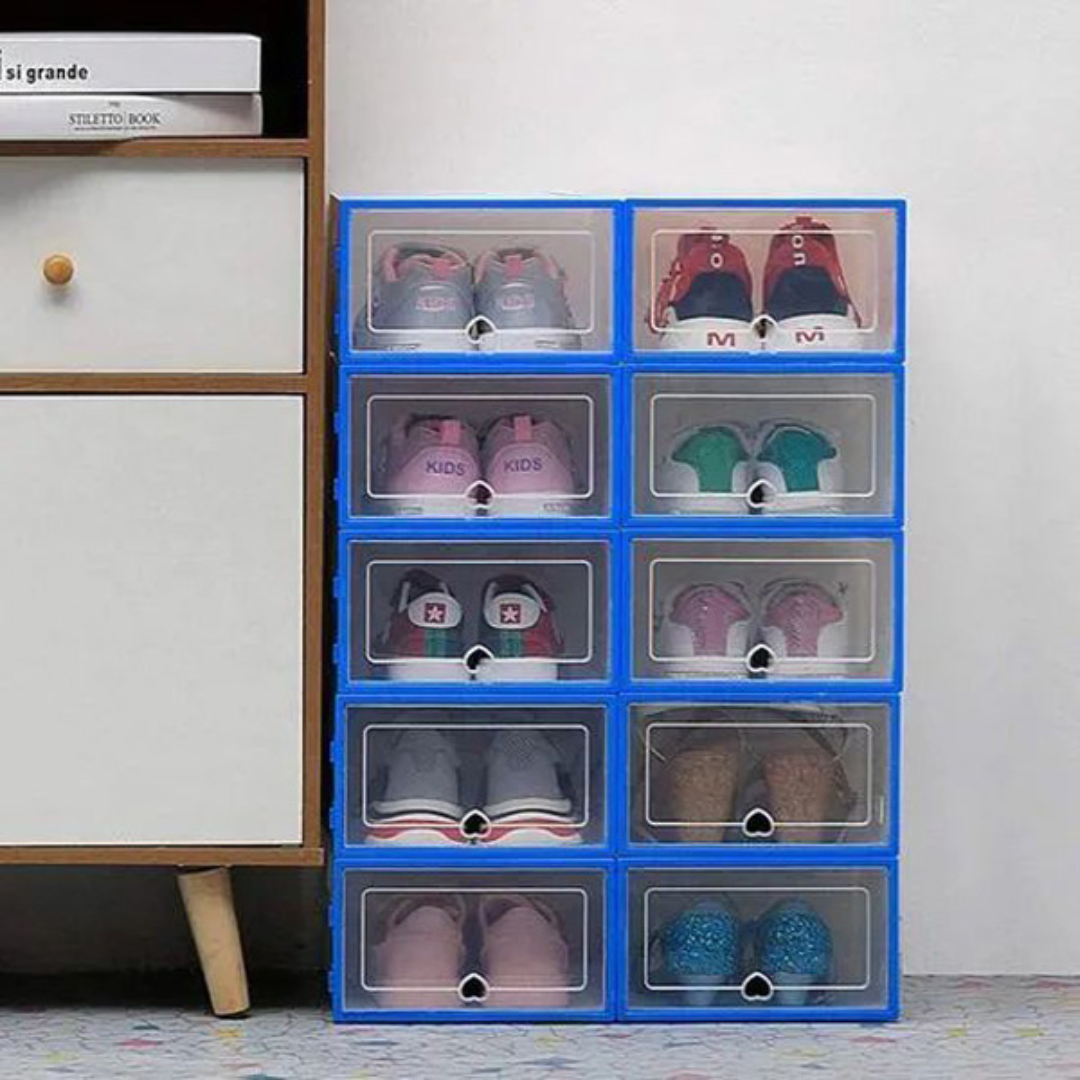 Étagère à chaussures - Organisateur de chaussures empilable - Boîte de rangement - Lot de 12