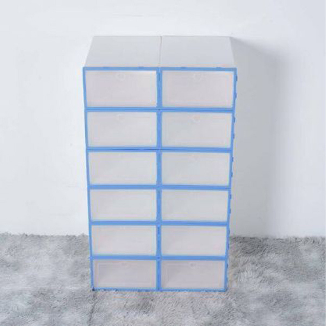 Étagère à chaussures - Organisateur de chaussures empilable - Boîte de rangement - Lot de 12