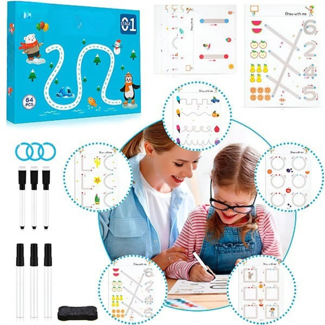 Livre d'apprentissage pour enfants - Exercices réutilisables pour un apprentissage ludique