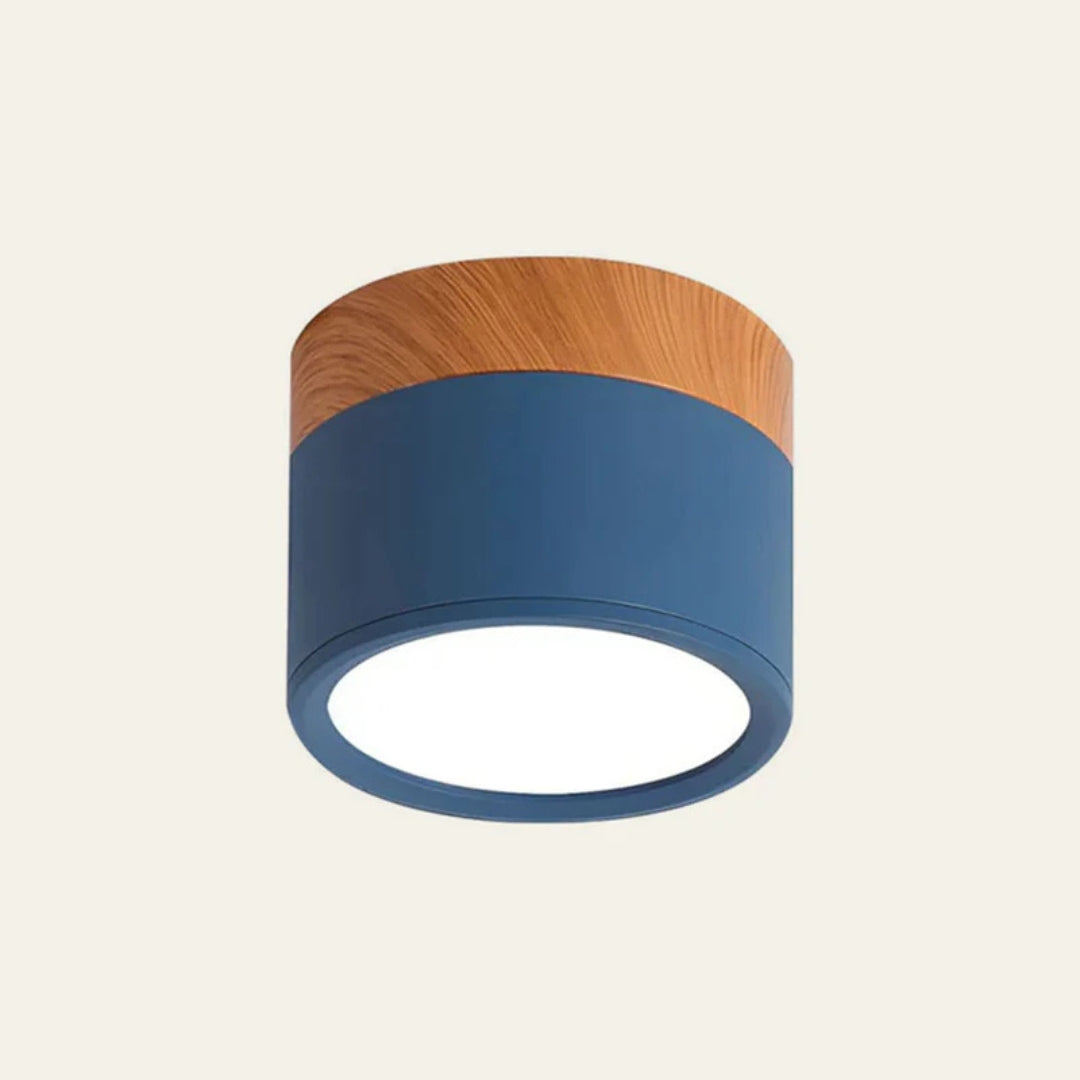 Lumiro Plafonnier - Cylindre LED Compact avec Accent en Bois