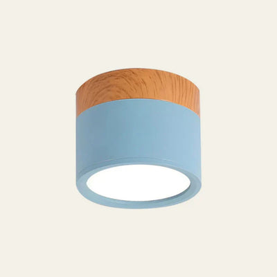 Lumiro Plafonnier - Cylindre LED Compact avec Accent en Bois