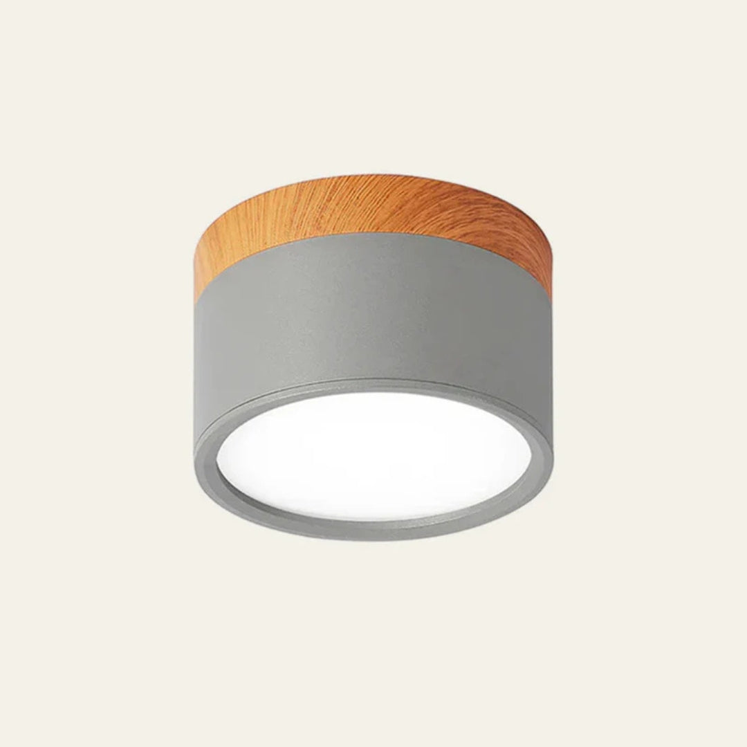 Lumiro Plafonnier - Cylindre LED Compact avec Accent en Bois