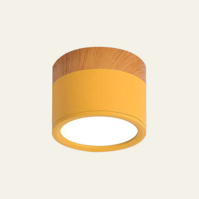 Lumiro Plafonnier - Cylindre LED Compact avec Accent en Bois