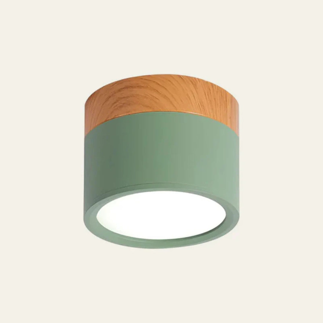 Lumiro Plafonnier - Cylindre LED Compact avec Accent en Bois