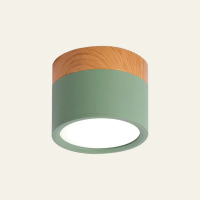 Lumiro Plafonnier - Cylindre LED Compact avec Accent en Bois
