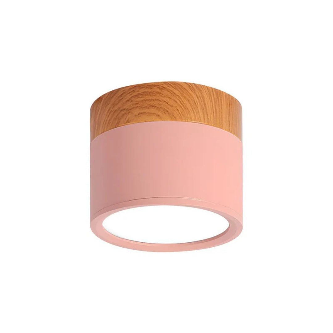 Lumiro Plafonnier - Cylindre LED Compact avec Accent en Bois