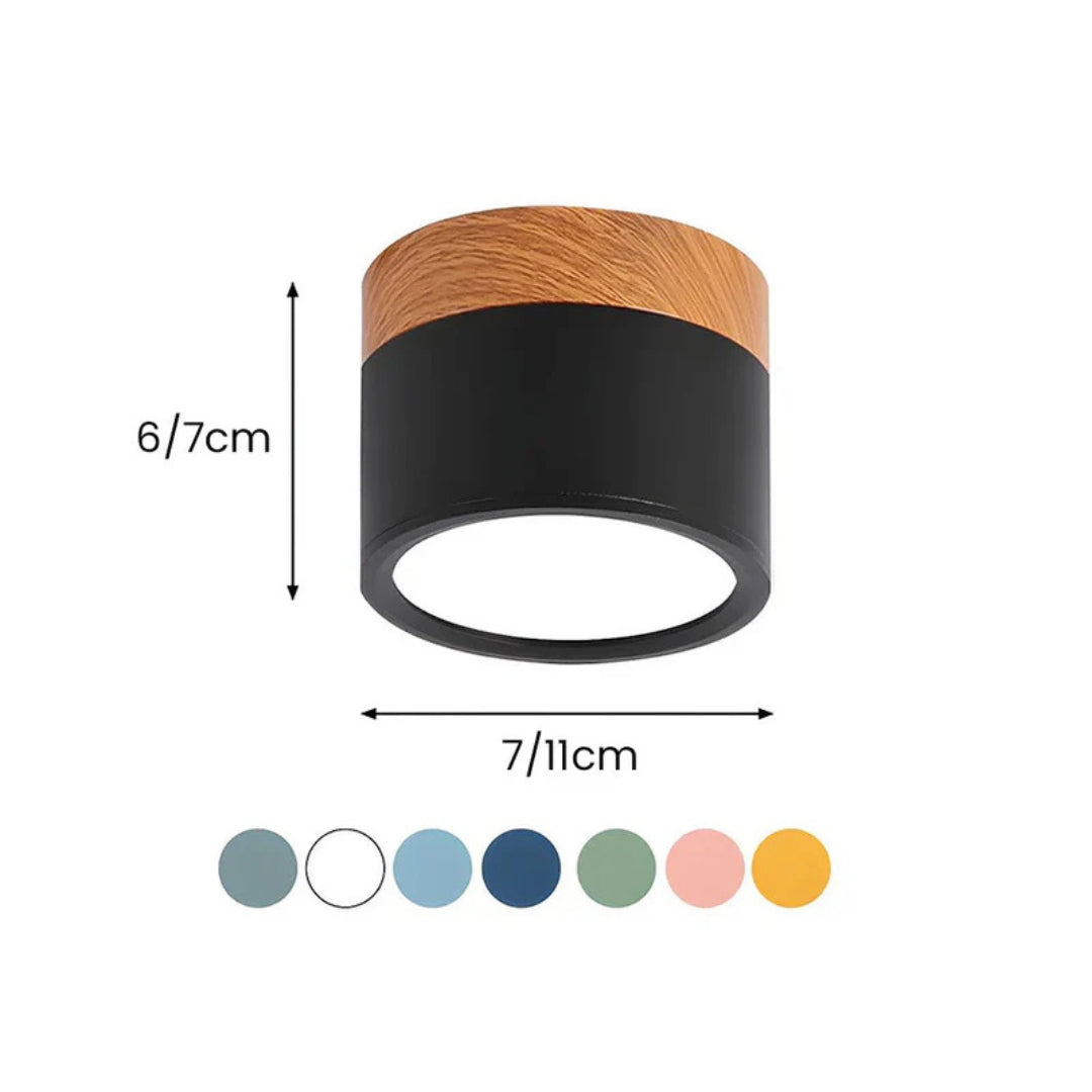 Lumiro Plafonnier - Cylindre LED Compact avec Accent en Bois