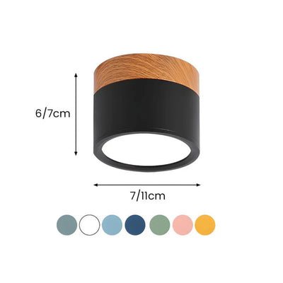 Lumiro Plafonnier - Cylindre LED Compact avec Accent en Bois