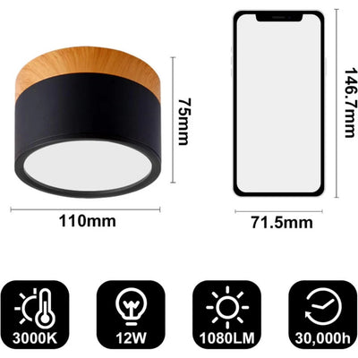 Lumiro Plafonnier - Cylindre LED Compact avec Accent en Bois