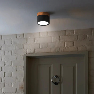 Lumiro Plafonnier - Cylindre LED Compact avec Accent en Bois