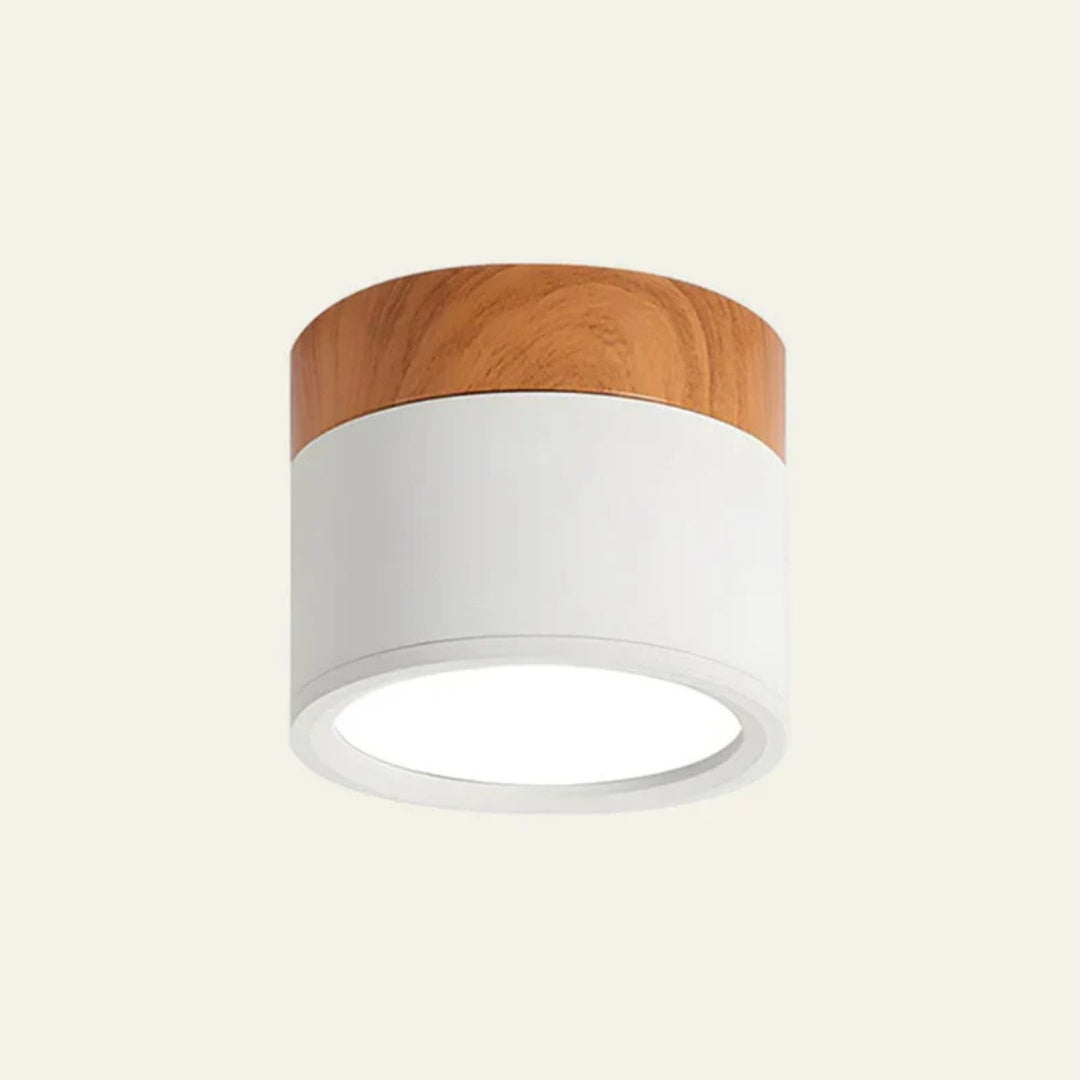 Lumiro Plafonnier - Cylindre LED Compact avec Accent en Bois