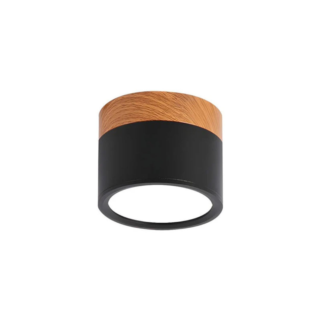 Lumiro Plafonnier - Cylindre LED Compact avec Accent en Bois