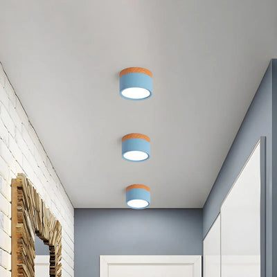 Lumiro Plafonnier - Cylindre LED Compact avec Accent en Bois