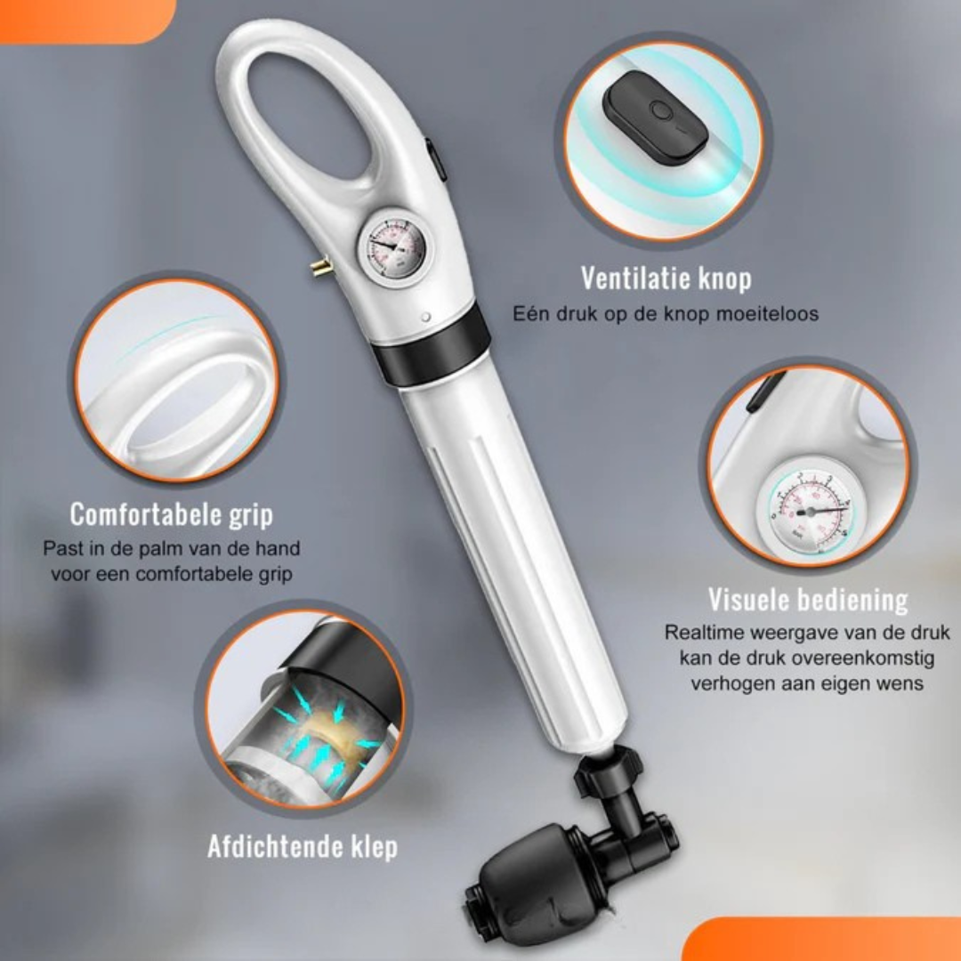 FlowForce - Déboucheur WC - Kit de déboucheur puissant à pression d'air