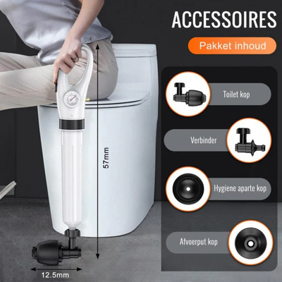 FlowForce - Déboucheur WC - Kit de déboucheur puissant à pression d'air