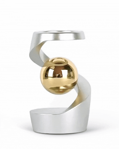 FluxSphere | Sculpture magnétique en spirale avec boule métallique flottante