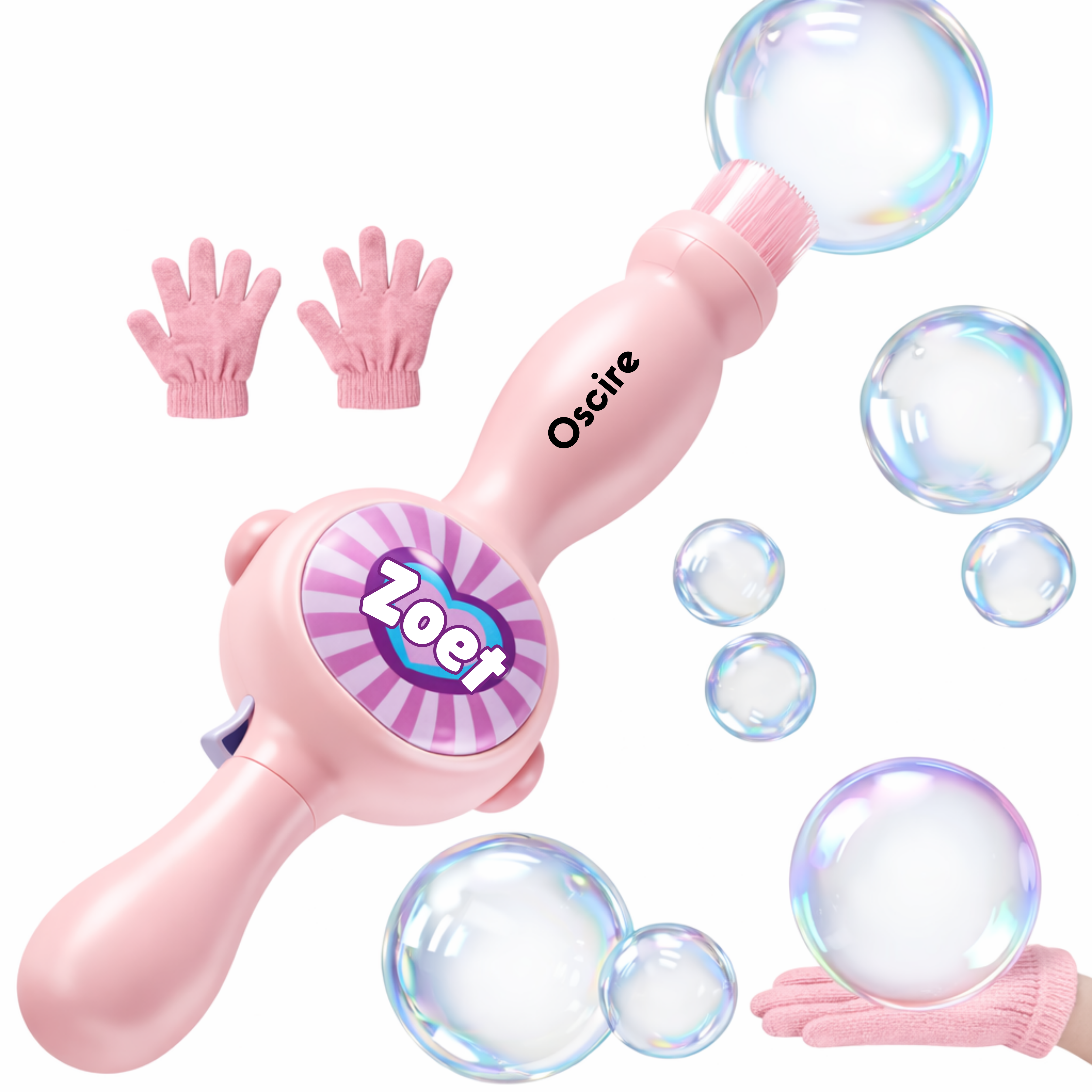 BubbleBloom Machine à bulles de savon | Grandes bulles, Poignée souple et Gants pour enfants
